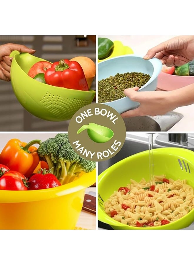 Clazkit مصفاة أو وعاء غسيل متعدد الأغراض من كلازكيت للأرز والفواكه والخضراوات، قد يختلف لون وعاء الأرز، مصنوع من البلاستيك - 10.2 × 17.5 × 24.3 سم - Image 3