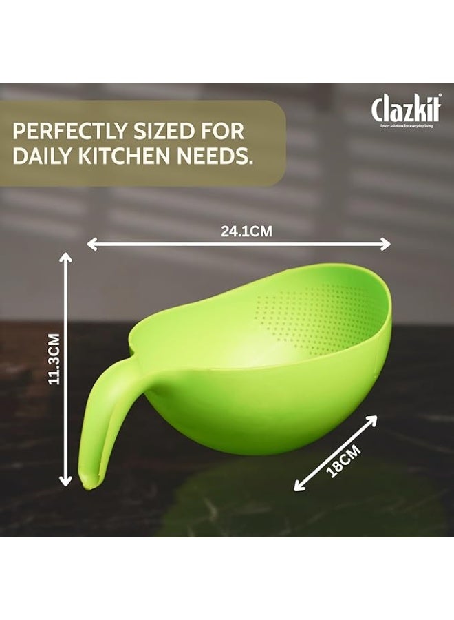 Clazkit مصفاة أو وعاء غسيل متعدد الأغراض من كلازكيت للأرز والفواكه والخضراوات، قد يختلف لون وعاء الأرز، مصنوع من البلاستيك - 10.2 × 17.5 × 24.3 سم - Image 4