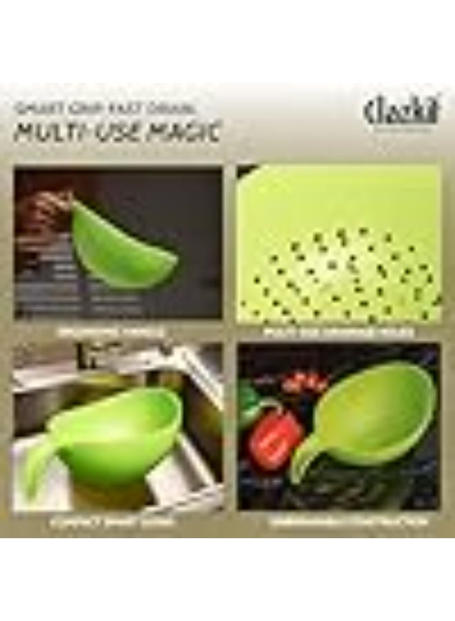 Clazkit مصفاة أو وعاء غسيل متعدد الأغراض من كلازكيت للأرز والفواكه والخضراوات، قد يختلف لون وعاء الأرز، مصنوع من البلاستيك - 10.2 × 17.5 × 24.3 سم - Image 2