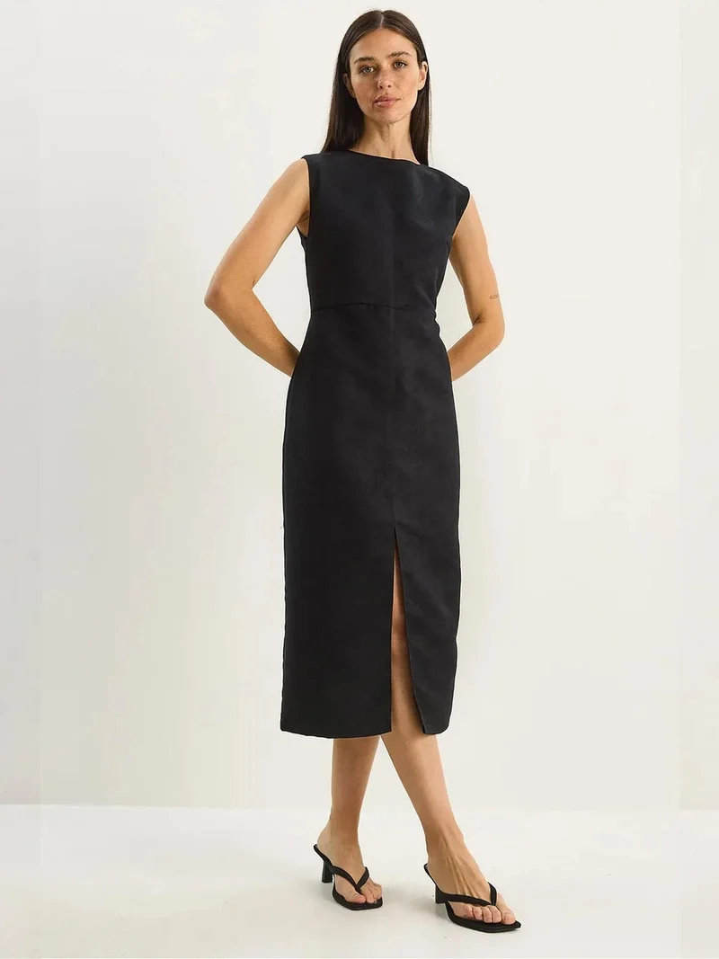 بيانكو لوتشي فستان ميدي من جلد الغزال الصناعي من لوتشي