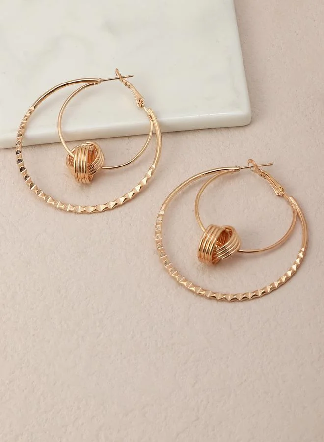 تايك تو أقراط حلقية مزدوجة بتصميم عقدة