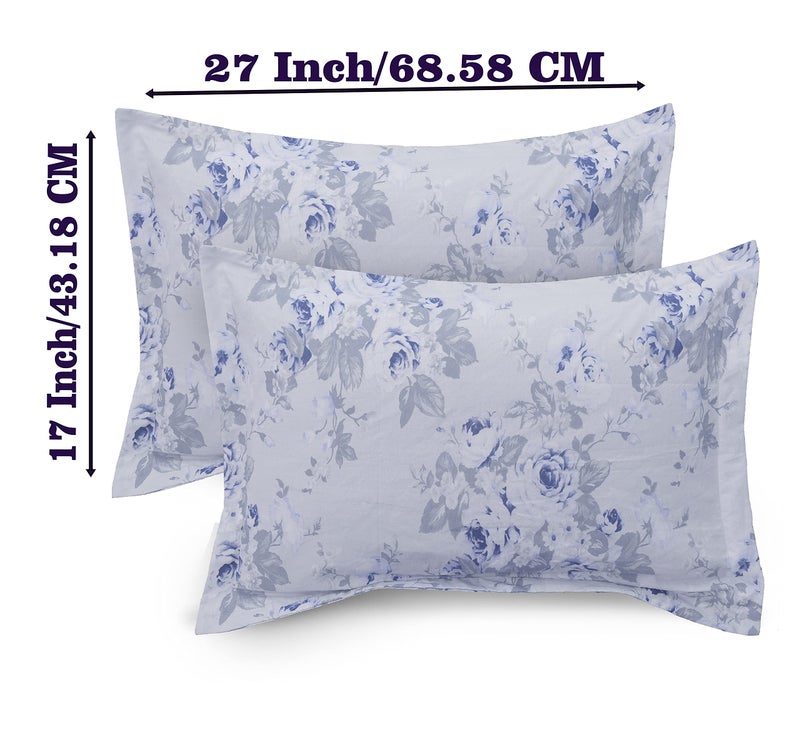 DAKSH 180TC Fitted 100% Cotton Premium Printed Twin Size BedSheet, Blue & Grey (48x78 Inches) with 1 Pillow Covers - Image 3