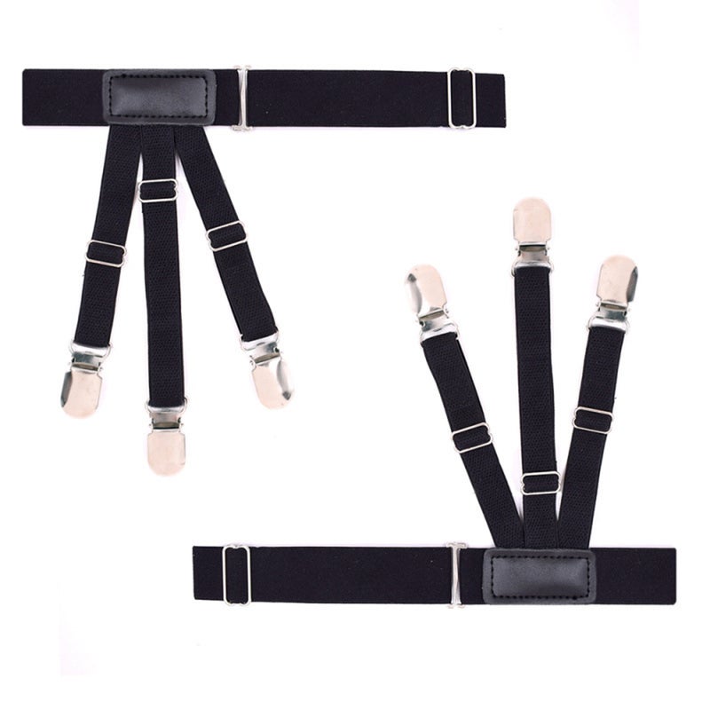 Non- Shirt Clip Elastic Shirt Stays Garters Adjustable Thigh Shirt Tuck Suspenders Keepers Holder for Men Black - Image 5