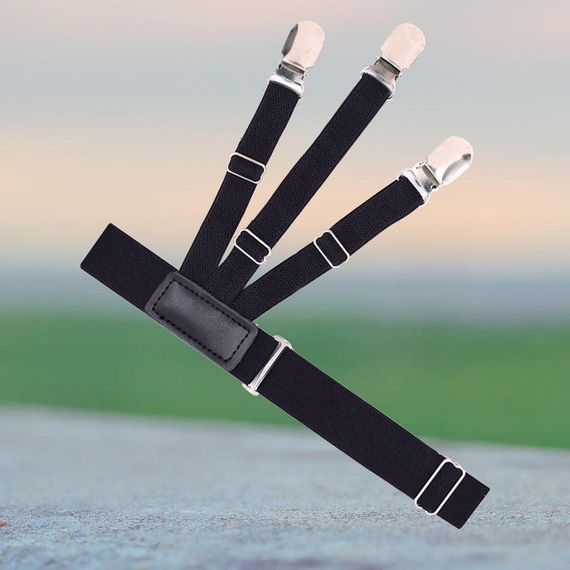Non- Shirt Clip Elastic Shirt Stays Garters Adjustable Thigh Shirt Tuck Suspenders Keepers Holder for Men Black - Image 4