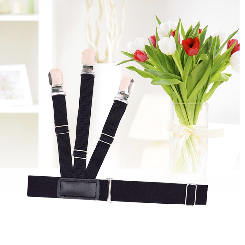 Non- Shirt Clip Elastic Shirt Stays Garters Adjustable Thigh Shirt Tuck Suspenders Keepers Holder for Men Black - Image 3