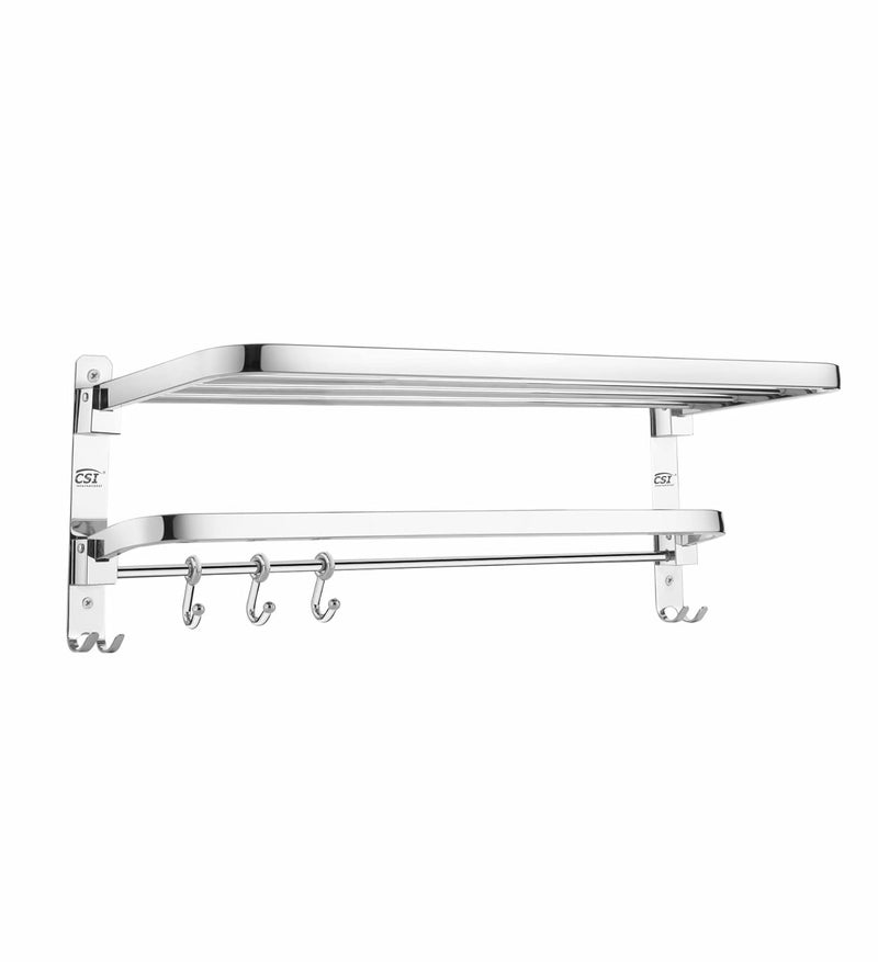 CSI INTERNATIONAL Stainless Steel WallMounted Folding Towel Rack for Bathroom Towel Stand Hanger Bathroom Accessories Silver 24Inch - Image 1