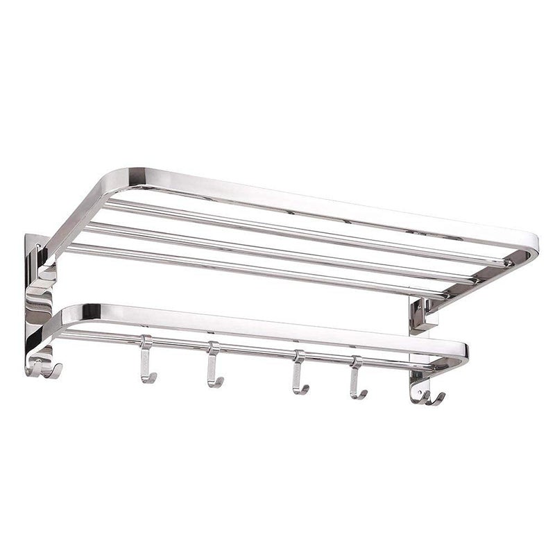 CSI INTERNATIONAL Stainless Steel WallMounted Folding Towel Rack for Bathroom Towel Stand Hanger Bathroom Accessories Silver 24Inch - Image 4