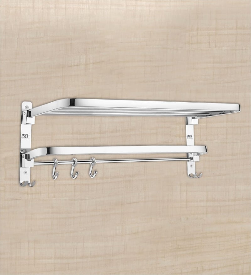 CSI INTERNATIONAL Stainless Steel WallMounted Folding Towel Rack for Bathroom Towel Stand Hanger Bathroom Accessories Silver 24Inch - Image 3