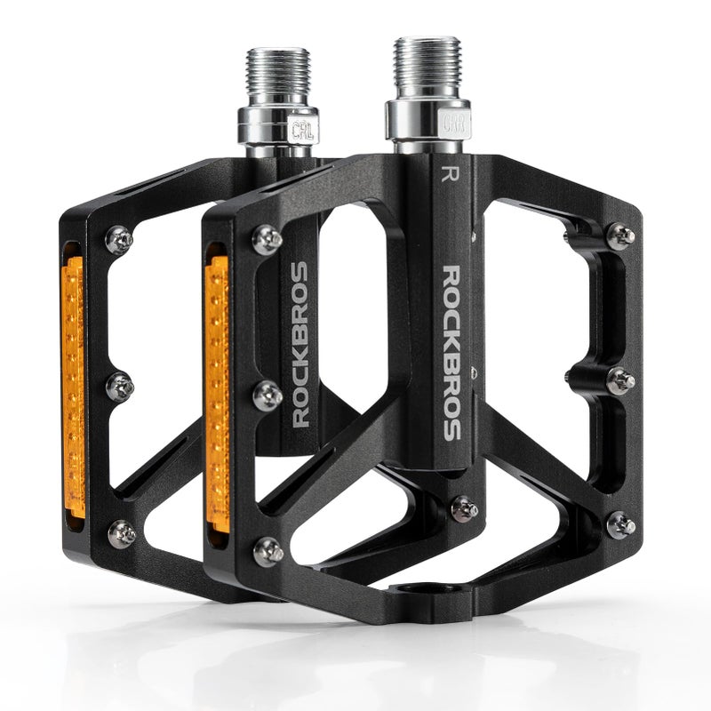 ROCKBROS Mountain Bike Pedals MTB Pedals with Reflective Strips Bicycle Flat Pedals Aluminum 916 Sealed Bearing Lightweight Platform for Road Mountain BMX MTB Bike - Image 2