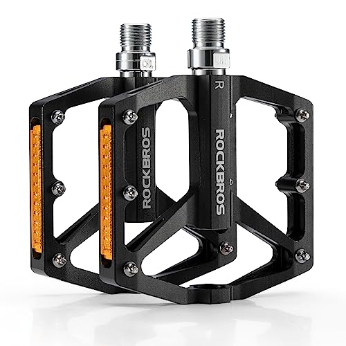 ROCKBROS Mountain Bike Pedals MTB Pedals with Reflective Strips Bicycle Flat Pedals Aluminum 916 Sealed Bearing Lightweight Platform for Road Mountain BMX MTB Bike - Image 1