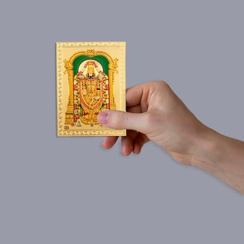 Hawai Gold Plated Acrylic Sheet Printed Tirupati Balaji Sticker, Size 3.5 x 2.5 Inch | Self Adhesive Waterproof Lord Venkateswara Religious Sticker for Car Dashboard, Mobile, Wallet, Temple & Pooja Room - Image 4