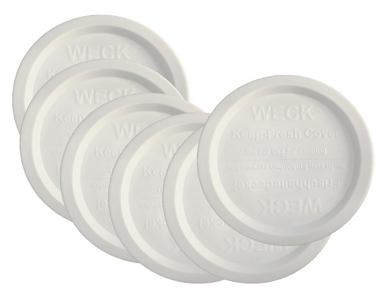 Weck Jar Keep Fresh Plastic Lids, 6 PACK, Medium -80 Millimeter --Fits models 900, 976, 746, 901, 996, 958 - Image 1