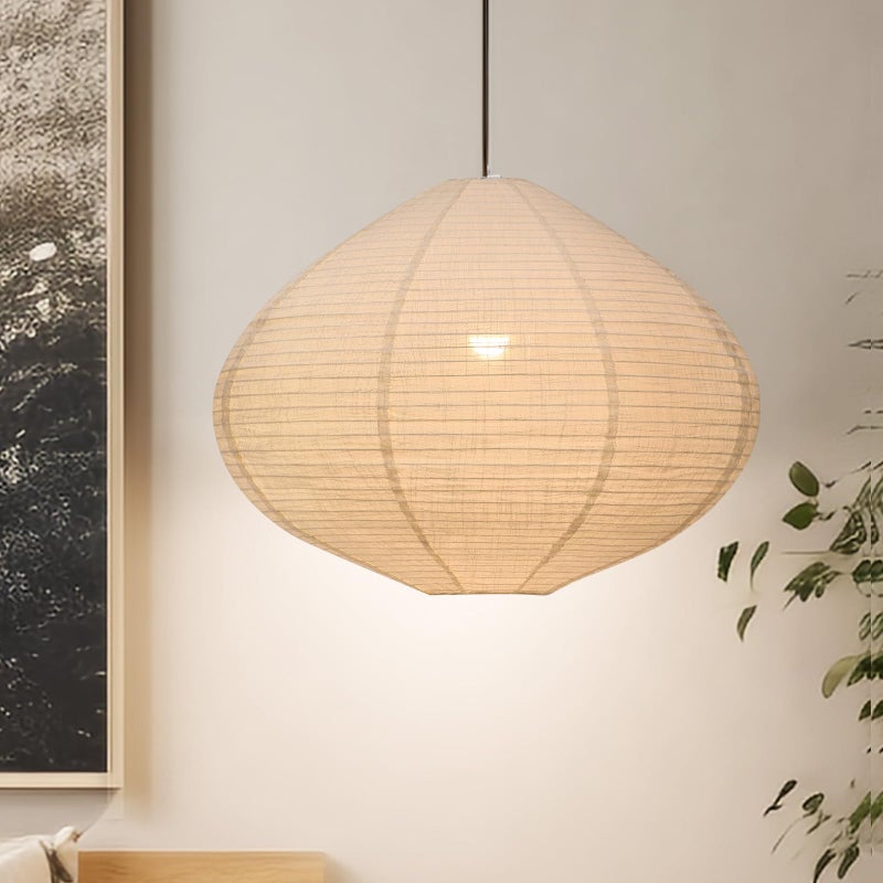 oetmilc 1PCS Hanging Lamp shade Oval 20INCH Blended Linen Pendant Lampshade Handmade Hanging Lantern Minimalist White Lamp Decorations Suitable for the Living room Hallway Bedroom and Kitchen - Image 1
