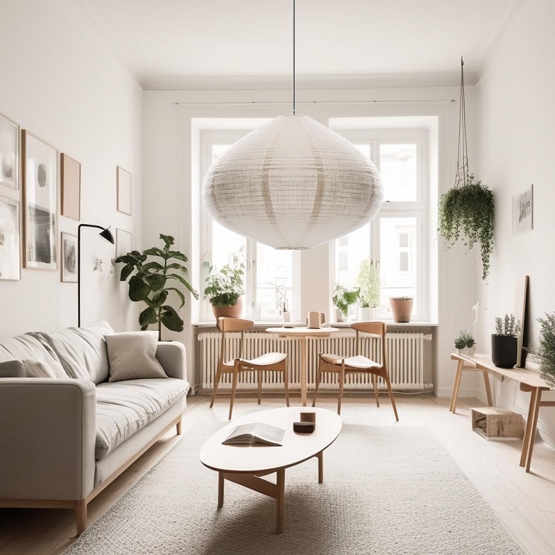oetmilc 1PCS Hanging Lamp shade Oval 20INCH Blended Linen Pendant Lampshade Handmade Hanging Lantern Minimalist White Lamp Decorations Suitable for the Living room Hallway Bedroom and Kitchen - Image 5