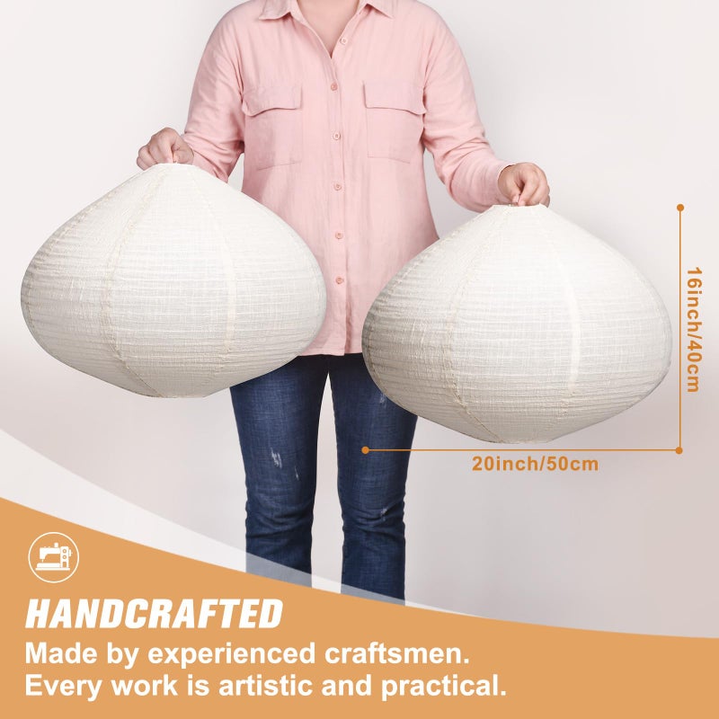 oetmilc 1PCS Hanging Lamp shade Oval 20INCH Blended Linen Pendant Lampshade Handmade Hanging Lantern Minimalist White Lamp Decorations Suitable for the Living room Hallway Bedroom and Kitchen - Image 3