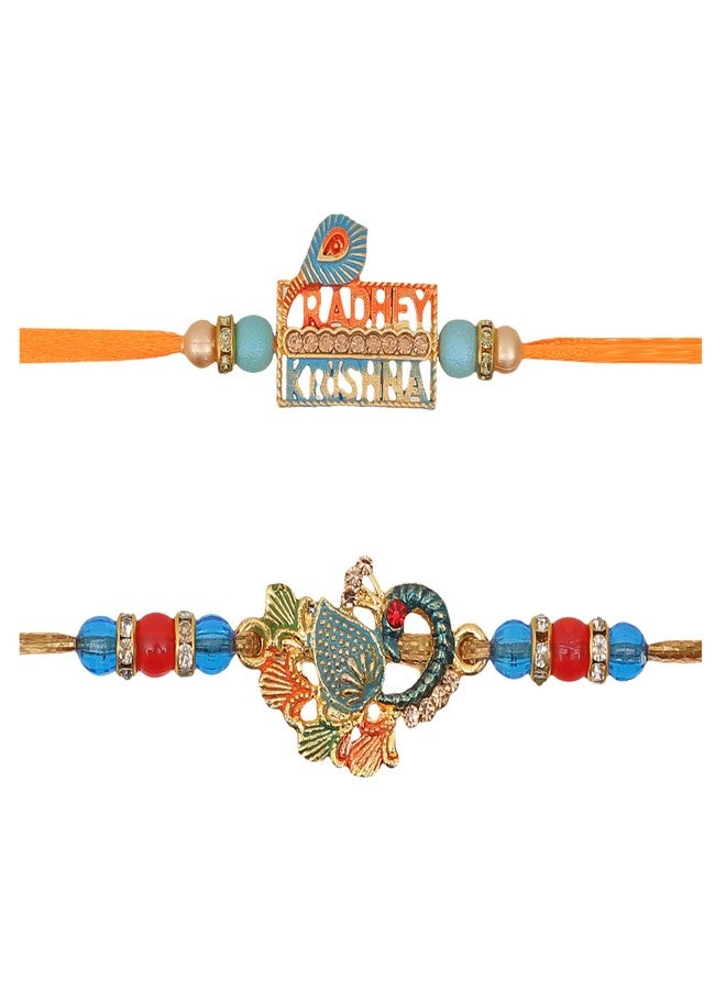 Vientiq Men's Set of 2 Rakhi for Brother Krishna & Peacock Rakhi Traditional Rakshabandhan with Roli Chawal - Image 4