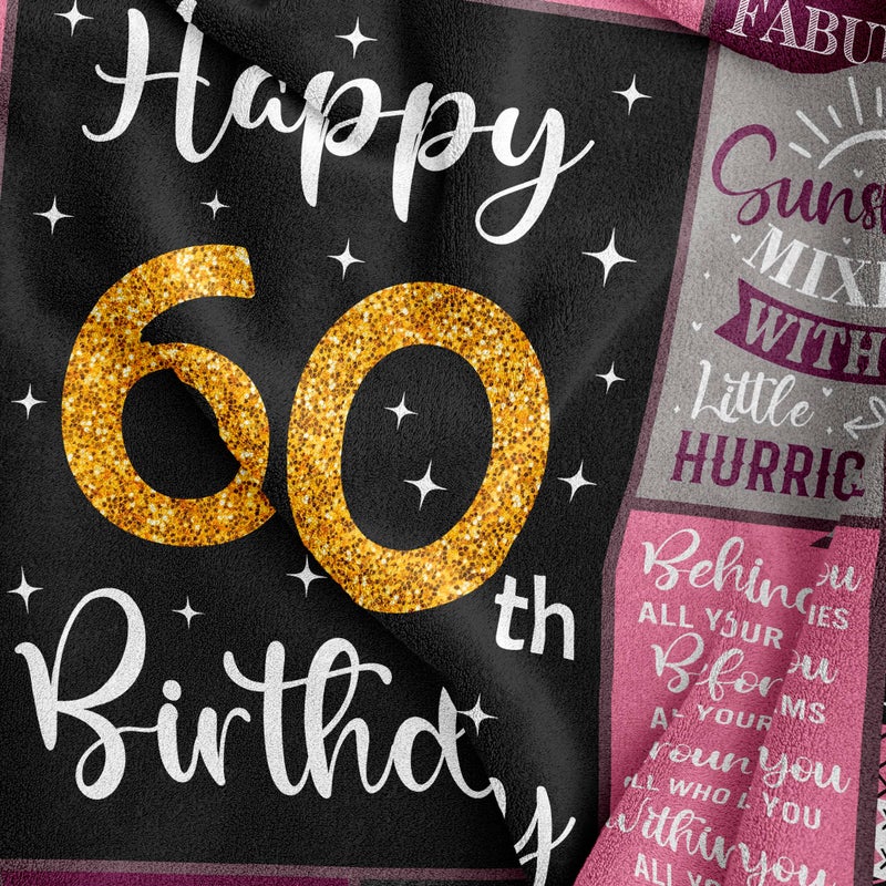 Amonee-YL 60th Birthday Gifts for Women  60th Birthday Gift Ideas  60th Birthday Gifts Blanket 50""X60""  Gifts for 60 Year Old Woman  60th Birthday Decorations  60 Year Old Birthday Gifts for Women - Image 2