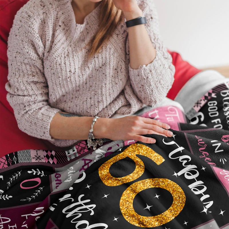 Amonee-YL 60th Birthday Gifts for Women  60th Birthday Gift Ideas  60th Birthday Gifts Blanket 50""X60""  Gifts for 60 Year Old Woman  60th Birthday Decorations  60 Year Old Birthday Gifts for Women - Image 5