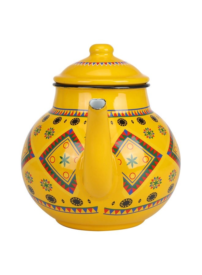 ابريق شاي غضار نقش نجدي ابريق نجدي اصفر سعة 2.2 لتر - Image 2