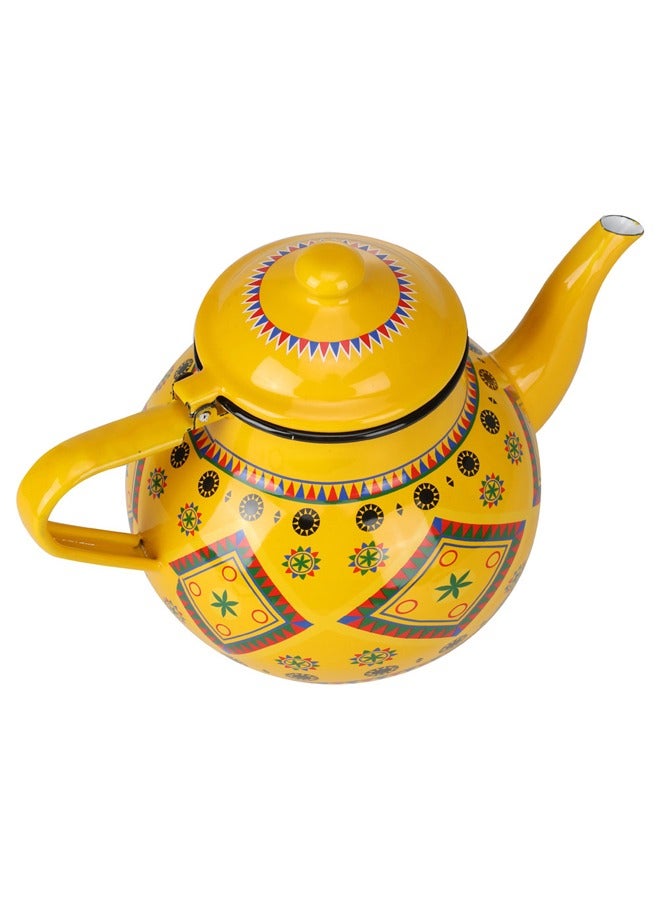 ابريق شاي غضار نقش نجدي ابريق نجدي اصفر سعة 2.2 لتر - Image 3