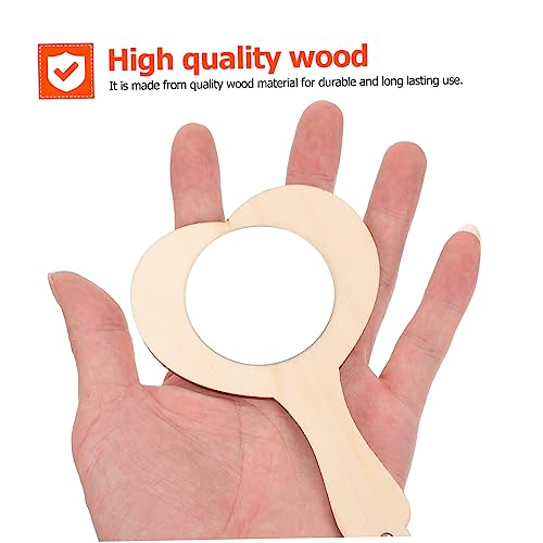 Beatifufu 10pcs DIY Wooden Heart-Shaped Handheld Mirror Kit Unfinished Craft Materials for Boy Girl Makeup Mirror DIY Toy for Family Fun and Creative Projects - Image 5