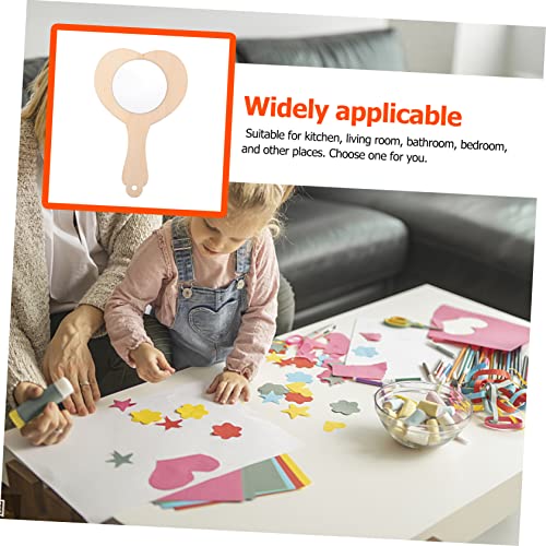 Beatifufu 10pcs DIY Wooden Heart-Shaped Handheld Mirror Kit Unfinished Craft Materials for Boy Girl Makeup Mirror DIY Toy for Family Fun and Creative Projects - Image 2