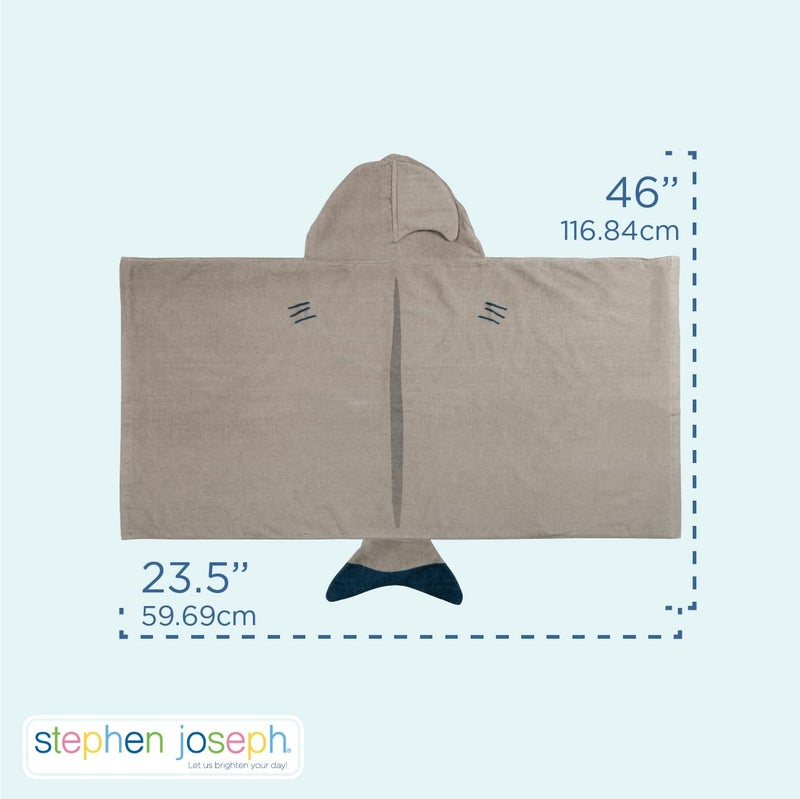 Stephen Joseph Unisex Kids Bath and Beach Soft Cotton Velour Hooded Towel, Size 46”x24” - Image 5