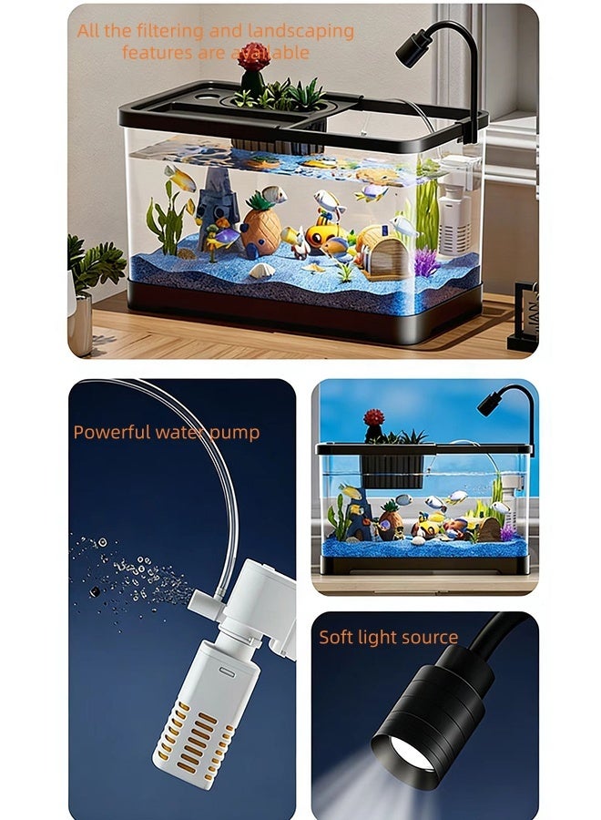 JCB CHIC 4K Ultra Clear Ecological Fish Tank ，360° View Desktop Aquarium with Quiet Filtration System, LED Grow Light and Planter，Aquarium Glass Betta Fish Tank Starter Kits Starter Kit For Home Office Decor, Betta Fish(M) - Image 4