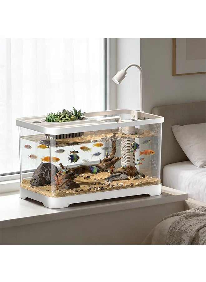 JCB CHIC 4K Ultra Clear Ecological Fish Tank ，360° View Desktop Aquarium with Quiet Filtration System, LED Grow Light and Planter，Aquarium Glass Betta Fish Tank Starter Kits Starter Kit For Home Office Decor, Betta Fish(M) - Image 1