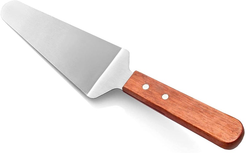 P-Plus International P-Plus International Pie Server Cake Support Transmission Triangle Shovel Spatula Wooden Handle Shovel Stainless Steel Suitable for Pizza Pasta Biscuit Baking (Pack of 1) - Image 1