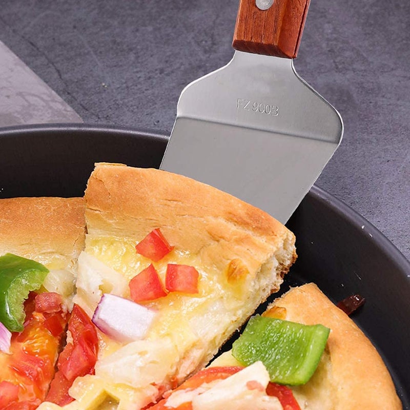 P-Plus International P-Plus International Pie Server Cake Support Transmission Triangle Shovel Spatula Wooden Handle Shovel Stainless Steel Suitable for Pizza Pasta Biscuit Baking (Pack of 1) - Image 5