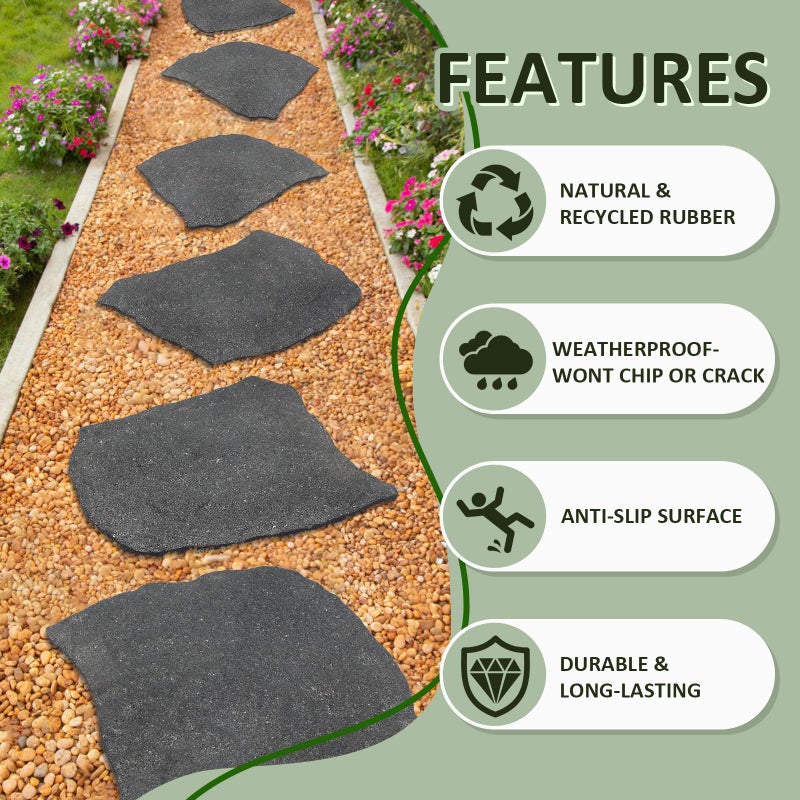 Sekcen 3 Pack Rubber Stepping Stones Outdoor Garden Rubber Pavers Pathway Walkway Paving Stones - Image 3