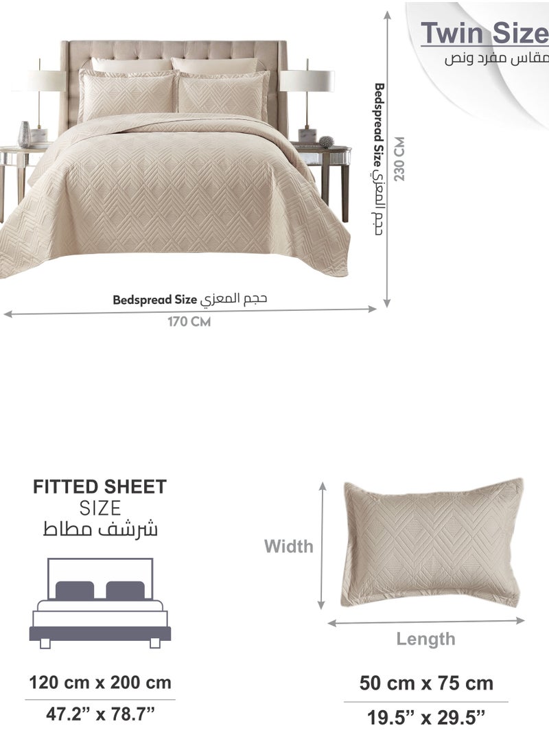Donetella - Bedspread, Coverlet Set 3-Pcs Single Size Compressed Comforter, Bedding Blanket With Pillow Sheet And Pillow Sham, Linen - Image 1