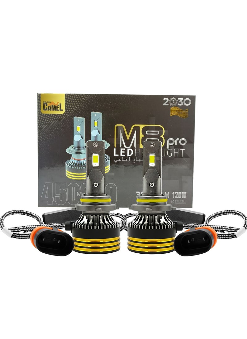 Golden Camel Golden Camel M8 Pro 9005 LED Headlight Bulb 120W 15000LM IP65 Waterproof 6500K Cool White Light with Aviation Aluminum Heat Sink 12V–24V DC Car LED Headlamp Conversion Kit (Set of 2)  - Image 5