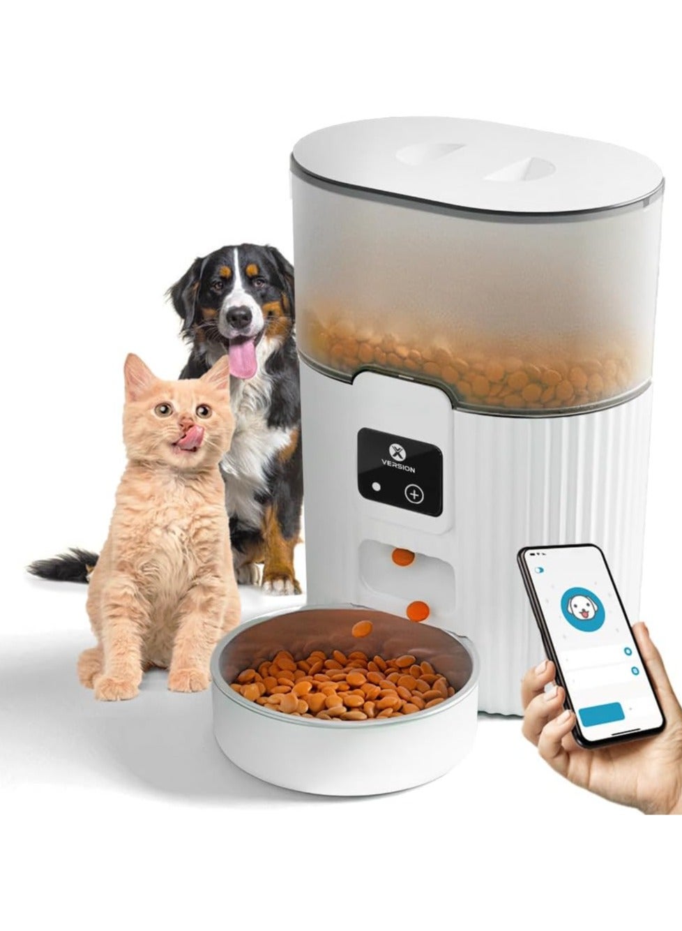 Pet Feeder Automatic Papifeed Cat Feeder 3L with App WiFi Cat Food Dispenser for Cats & Dogs, Smart Timed Cat Feeder Automatic Pet Feeder w/Portion Control,Stainless Steel Cat Bowl and Dual Power (15Cup) White