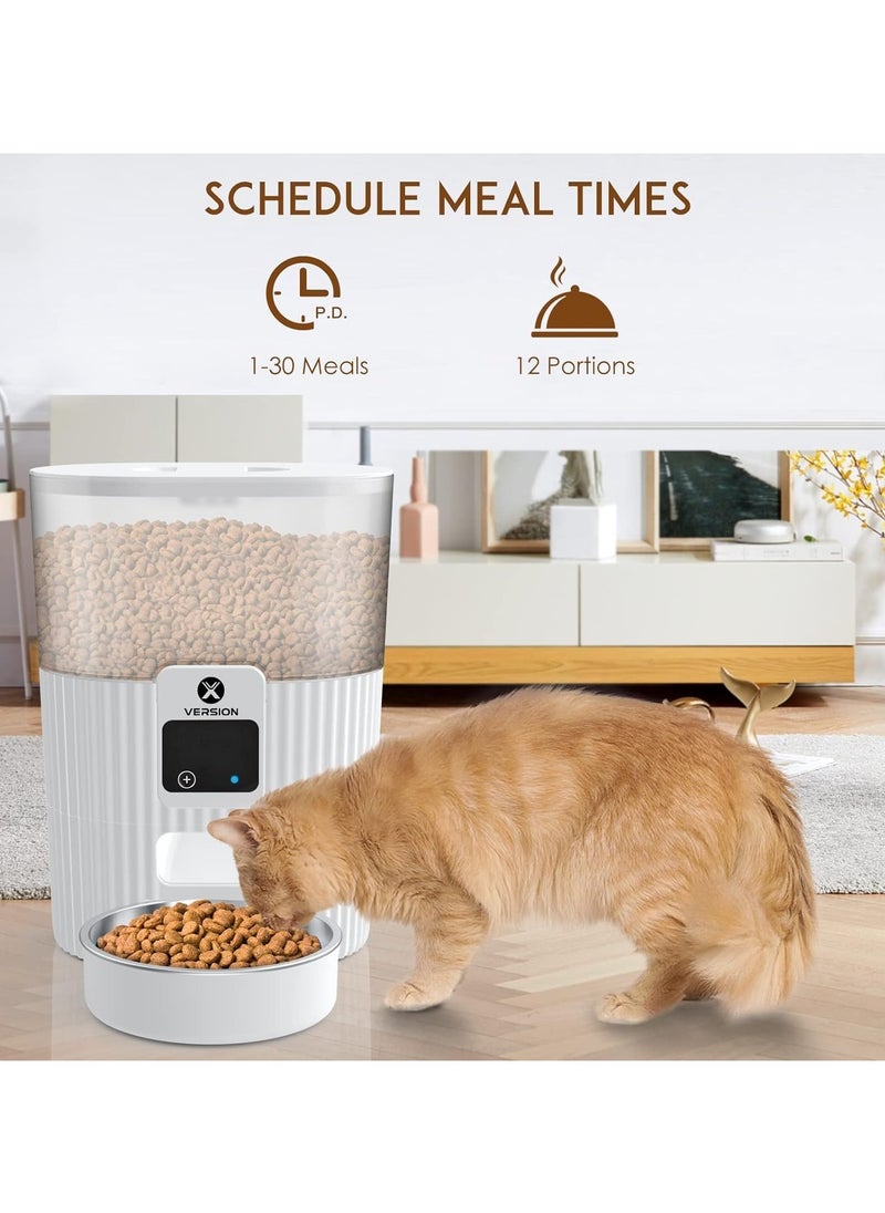XVersion Pet Feeder Automatic Papifeed Cat Feeder 3L with App WiFi Cat Food Dispenser for Cats & Dogs, Smart Timed Cat Feeder Automatic Pet Feeder w/Portion Control,Stainless Steel Cat Bowl and Dual Power (15Cup) White  - Image 2