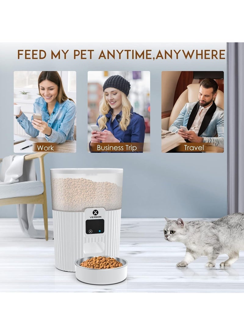 XVersion Pet Feeder Automatic Papifeed Cat Feeder 3L with App WiFi Cat Food Dispenser for Cats & Dogs, Smart Timed Cat Feeder Automatic Pet Feeder w/Portion Control,Stainless Steel Cat Bowl and Dual Power (15Cup) White  - Image 5