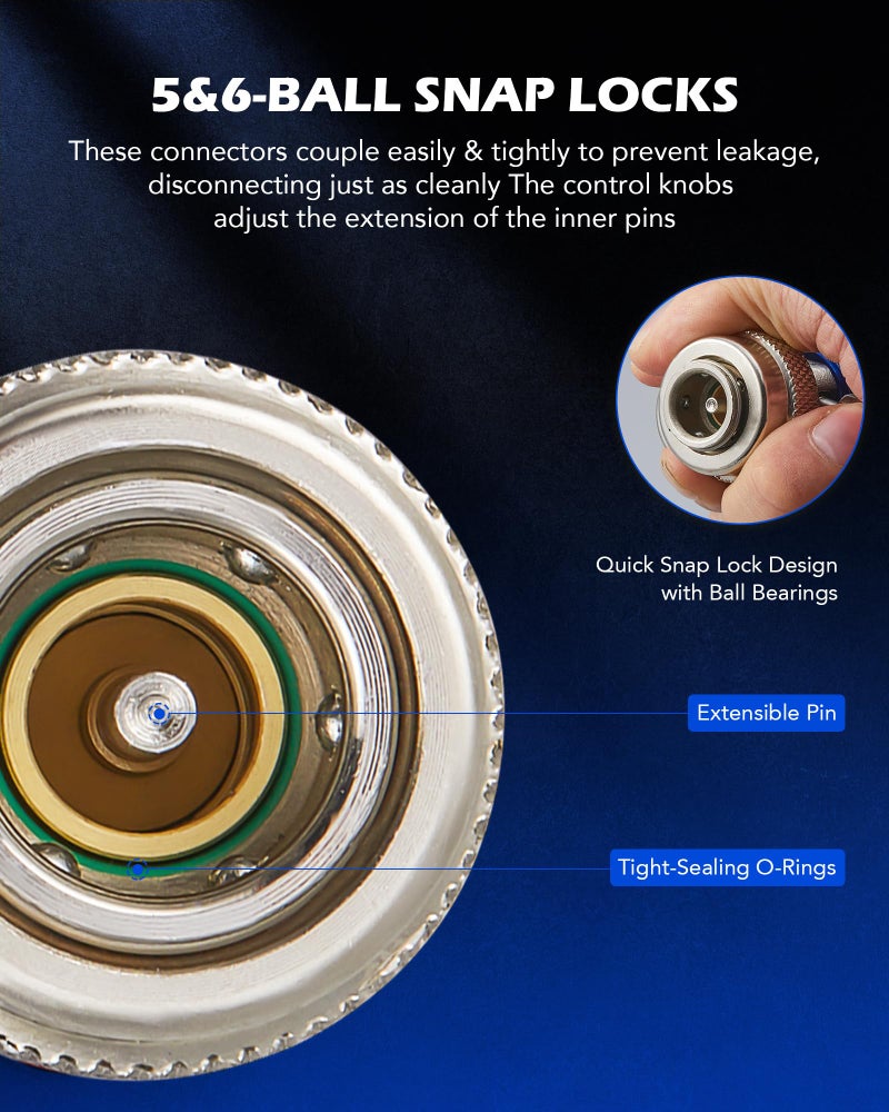 Orion Motor Tech R134a Quick Coupler Adapter, Adjustable R134a Adapters and AC Hose Fittings, HP and LP Connectors for R134a Car AC System Evacuation Recharging and More, 1/4" Flares, Set of 2 - Image 5