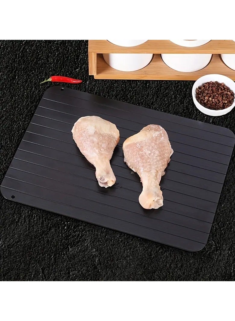 ميتاليك لوح تذويب لحوم من الالمونيوم المجلفن ,مضلع ومثقوب لتسريب الماء لسرعة إذابة الأطعمة صحي وأمن 23*16.5 سم اسود - Image 4