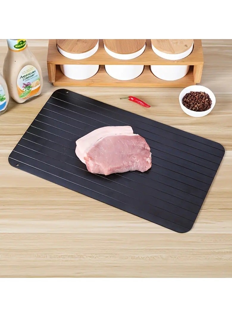 ميتاليك لوح تذويب لحوم من الالمونيوم المجلفن ,مضلع ومثقوب لتسريب الماء لسرعة إذابة الأطعمة صحي وأمن 23*16.5 سم اسود - Image 2