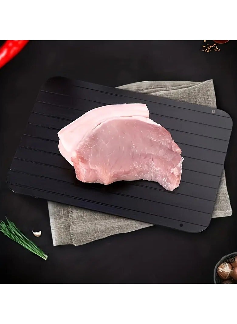 ميتاليك لوح تذويب لحوم من الالمونيوم المجلفن ,مضلع ومثقوب لتسريب الماء لسرعة إذابة الأطعمة صحي وأمن 23*16.5 سم اسود - Image 3