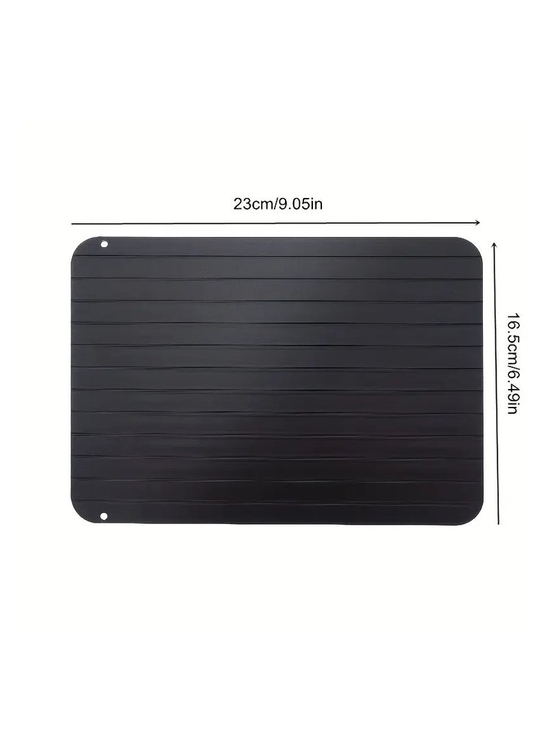 ميتاليك لوح تذويب لحوم من الالمونيوم المجلفن ,مضلع ومثقوب لتسريب الماء لسرعة إذابة الأطعمة صحي وأمن 23*16.5 سم اسود - Image 5