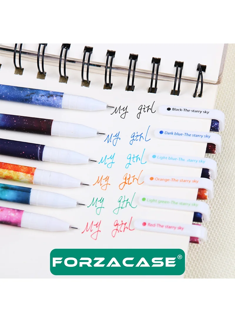 Forzacase Galaxy Planet Star Patterned 6-Piece Ballpoint Pen Set - FC051