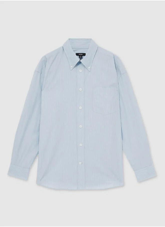 REISS Ls Oversized Stripe Poplin Shirt