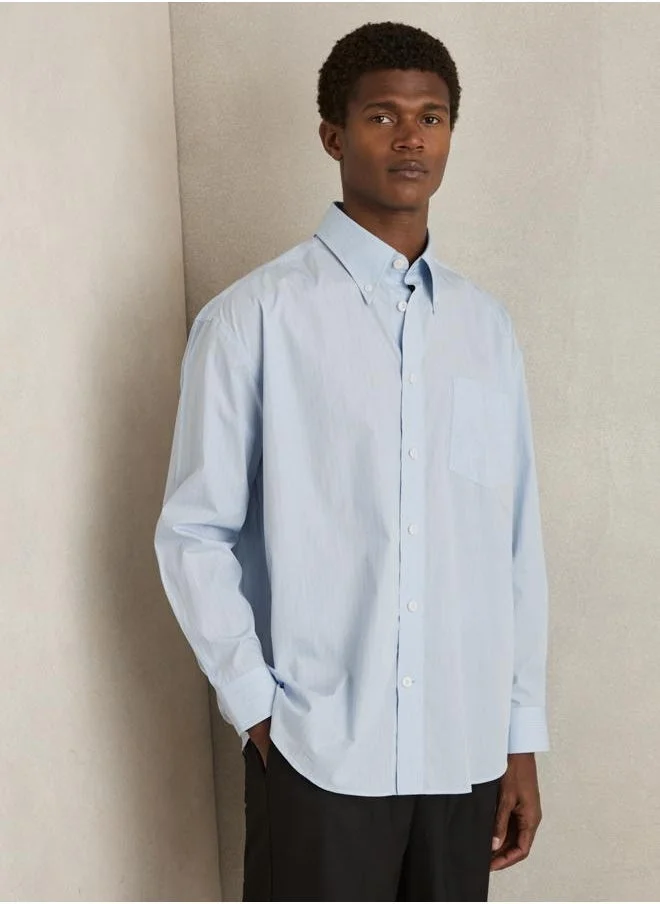 REISS Ls Oversized Stripe Poplin Shirt