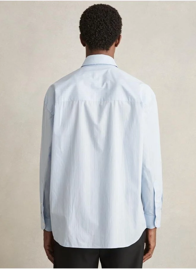 REISS Ls Oversized Stripe Poplin Shirt