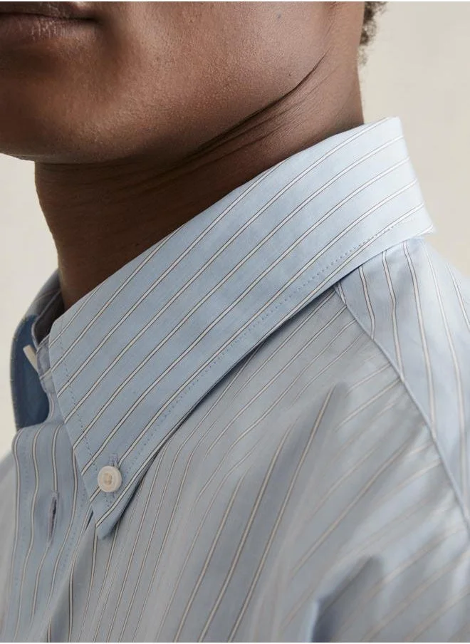REISS Ls Oversized Stripe Poplin Shirt
