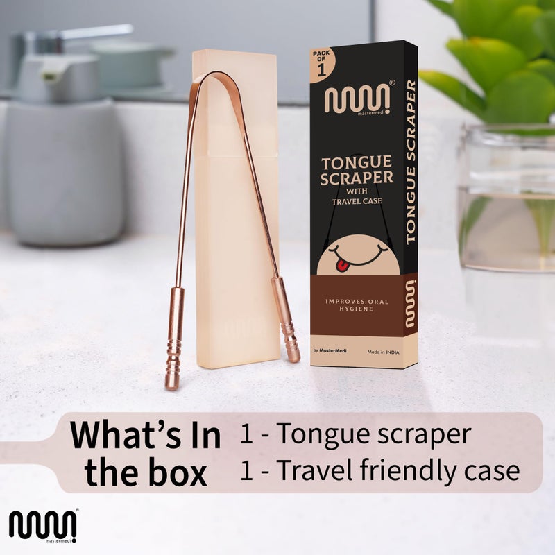 MasterMedi Pure Copper Tongue Scraper for Adults, Tongue Scrubber for Bad Breath, Easy to Use, Tongue Cleaner for Oral Care & Hygiene (Copper Pack of 1 with Case) - Image 5