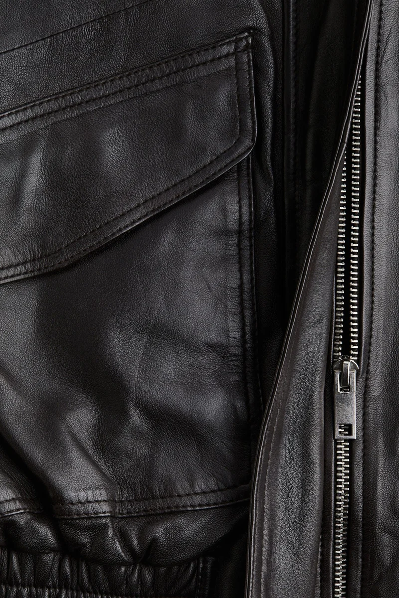 اتش اند ام جاكيت جلدي فضفاض