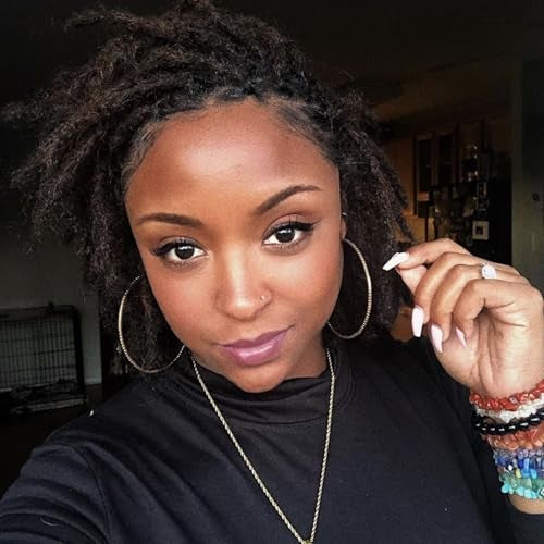 Vlliyava 06 cm Width 8 Inch 40 Strands Human Hair Loc Extensions Natural Black 100 Full Handmade Permanent Real Human Hair Dreadlock Extensions for WomenMenKids Can Be Dyed Bleached Curled Twisted - Image 1